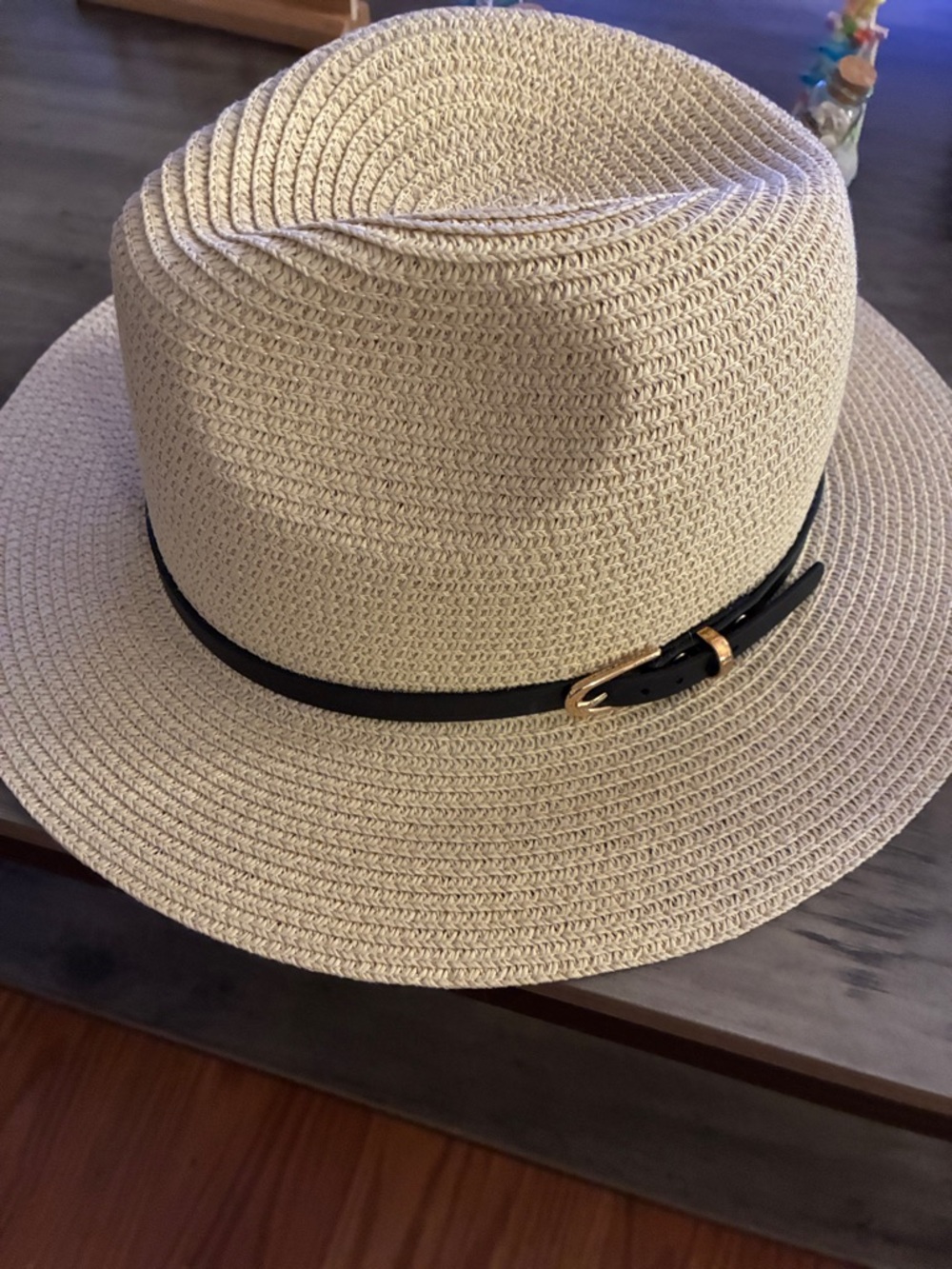 Classic Straw Panama Hat with Black Band